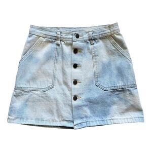 Cloud Dyed Button Front Denim Mini Skirt Size Medium